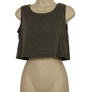 Boohoo Gray Sleeveless Crop Tank Top Women Size 14 Stretchy Casual